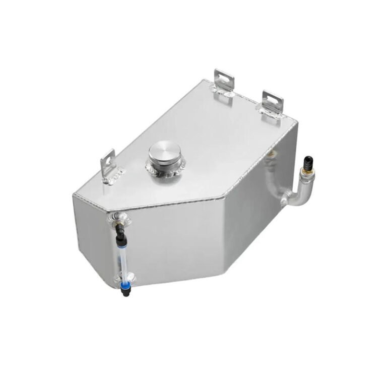 a silver overflow tanks with a knob